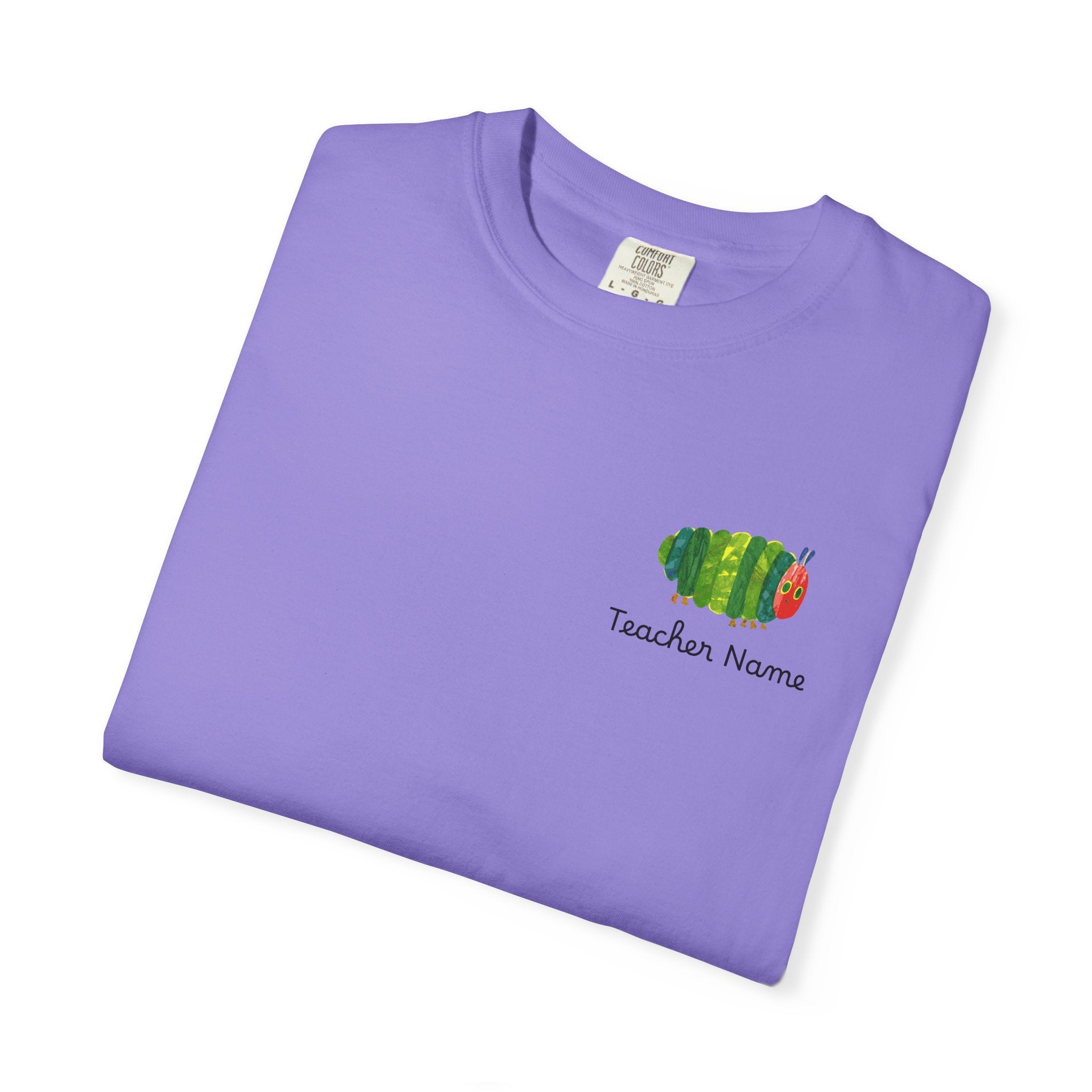 Custom Teacher Gift Caterpillar Garden T-Shirt — Colorful Children’s Storybook Graphic Tee