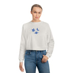 Cropped Pullover — Minimal Gold Moon, Star & Planet Graphic