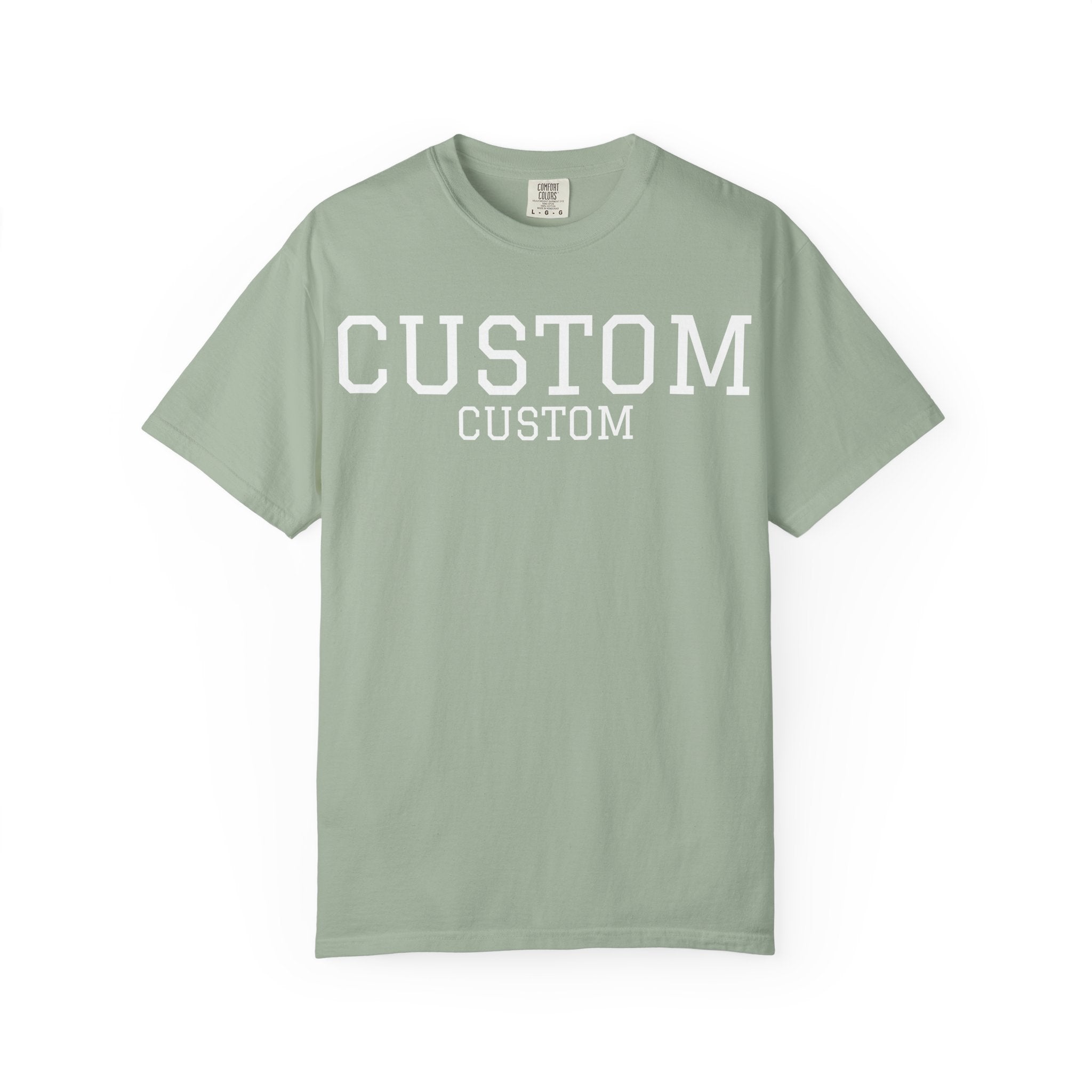 Custom Garment-Dyed T-Shirt — Personalized 'CUSTOM' Vintage Collegiate Tee