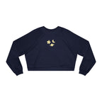Cropped Pullover — Minimal Gold Moon, Star & Planet Graphic