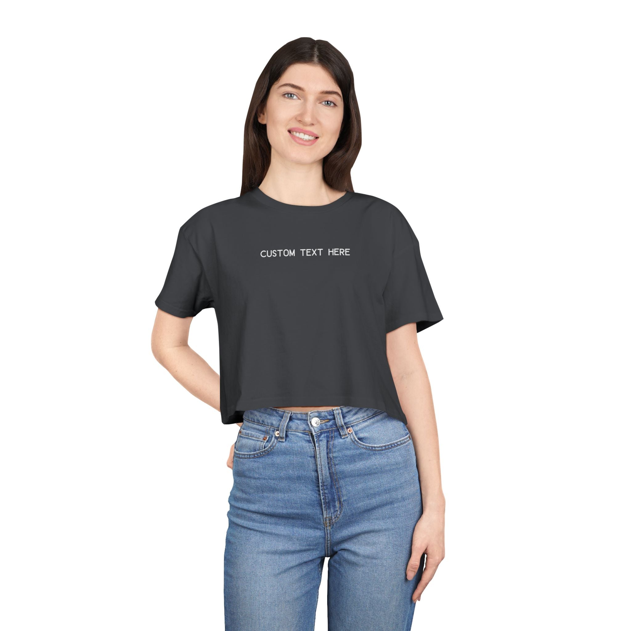 Custom T-Shirt - Custom Crop Top - Customizable Women's Crop Tee — Minimalist 'Custom Text Here' Chest Graphic