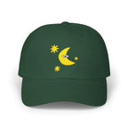 Moon Eye Dad Cap — Embroidered Crescent Moon & Stars Baseball Hat