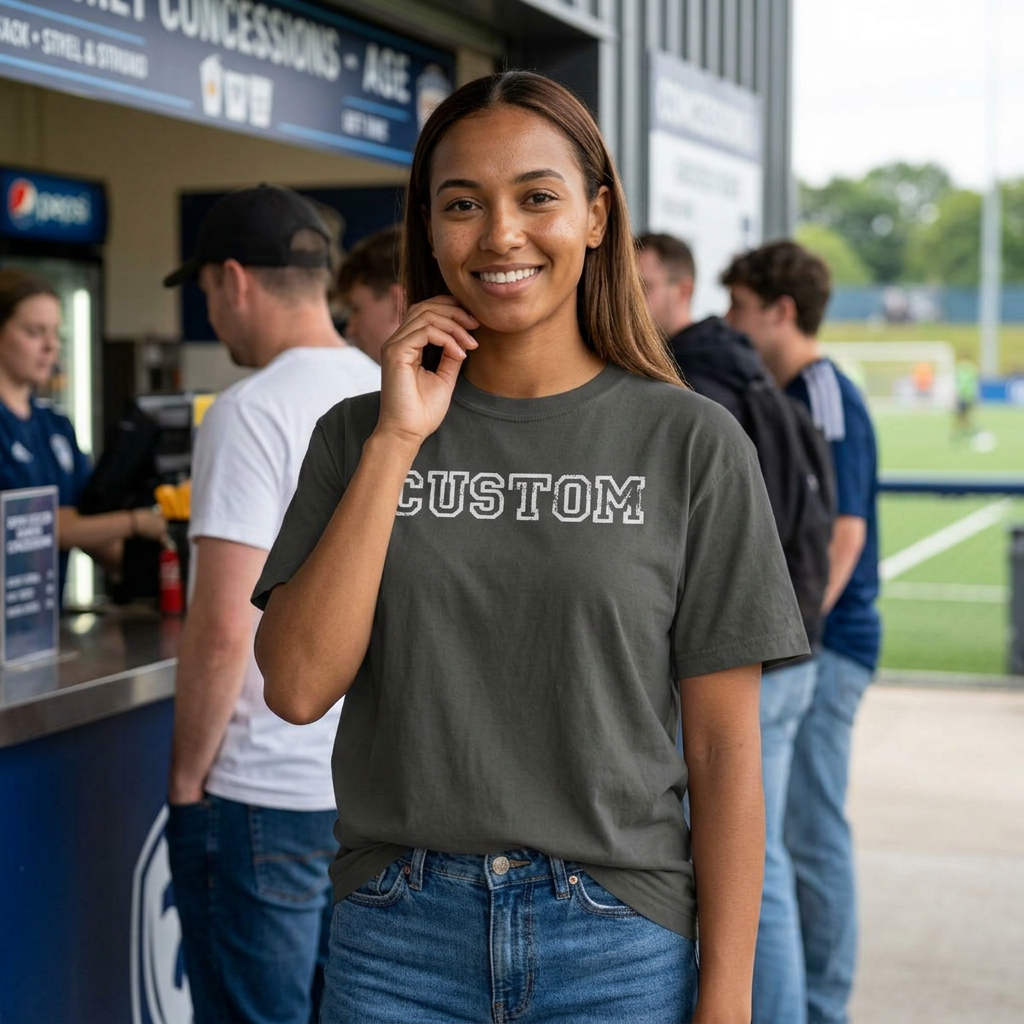 Custom Women's Boxy Tee - Retro Varsity Lettering, Casual Cropped T-Shirt