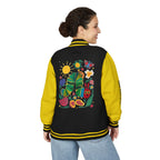 Custom Gift - Letterman Jacket for Teacher — Colorful "Very Hungry Caterpillar" Garden Back Patch