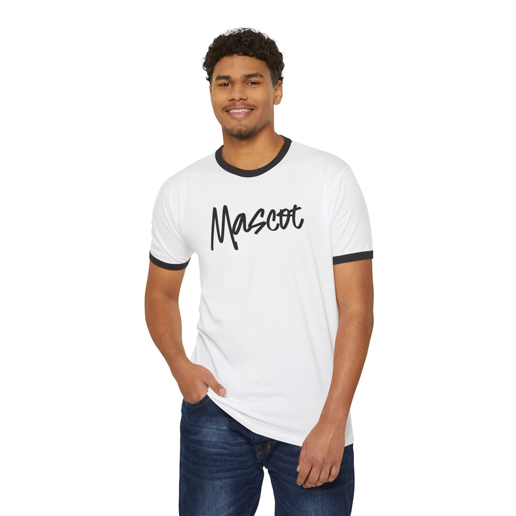 Custom Mascot Ringer T-Shirt — Vintage Script Logo Tee