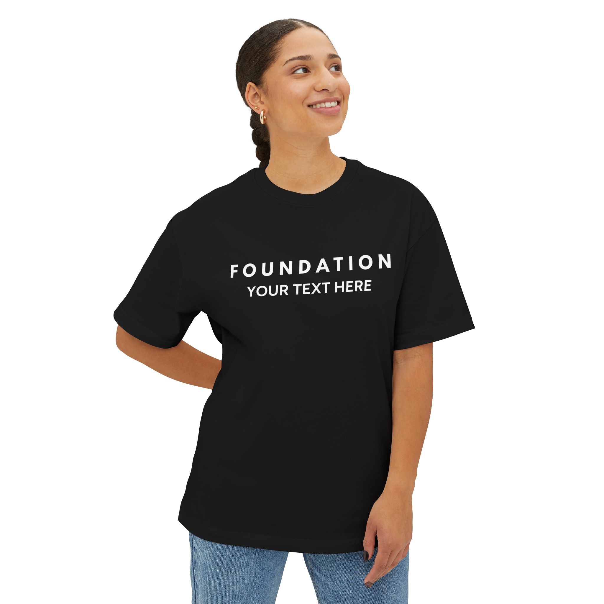 Custom T-Shirt - CUSTOM Foundation Minimalist Tee — Customizable "Your Text Here" Boxy T-Shirt