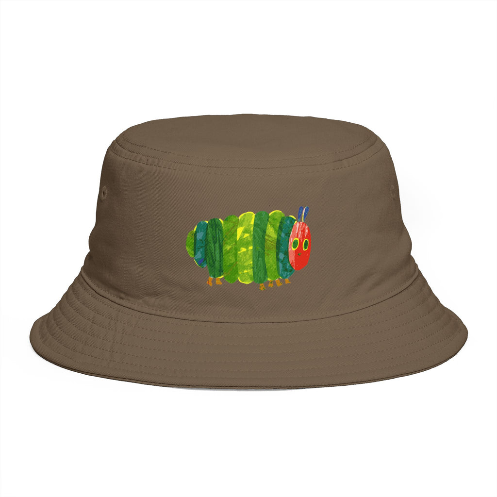 Brown Bucket Hat with Colorful Caterpillar Graphic