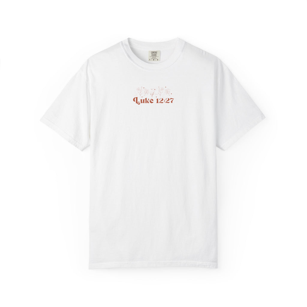 Comfort Colors Oversized T‑Shirt — "Consider the Lilies" Luke Scripture Design