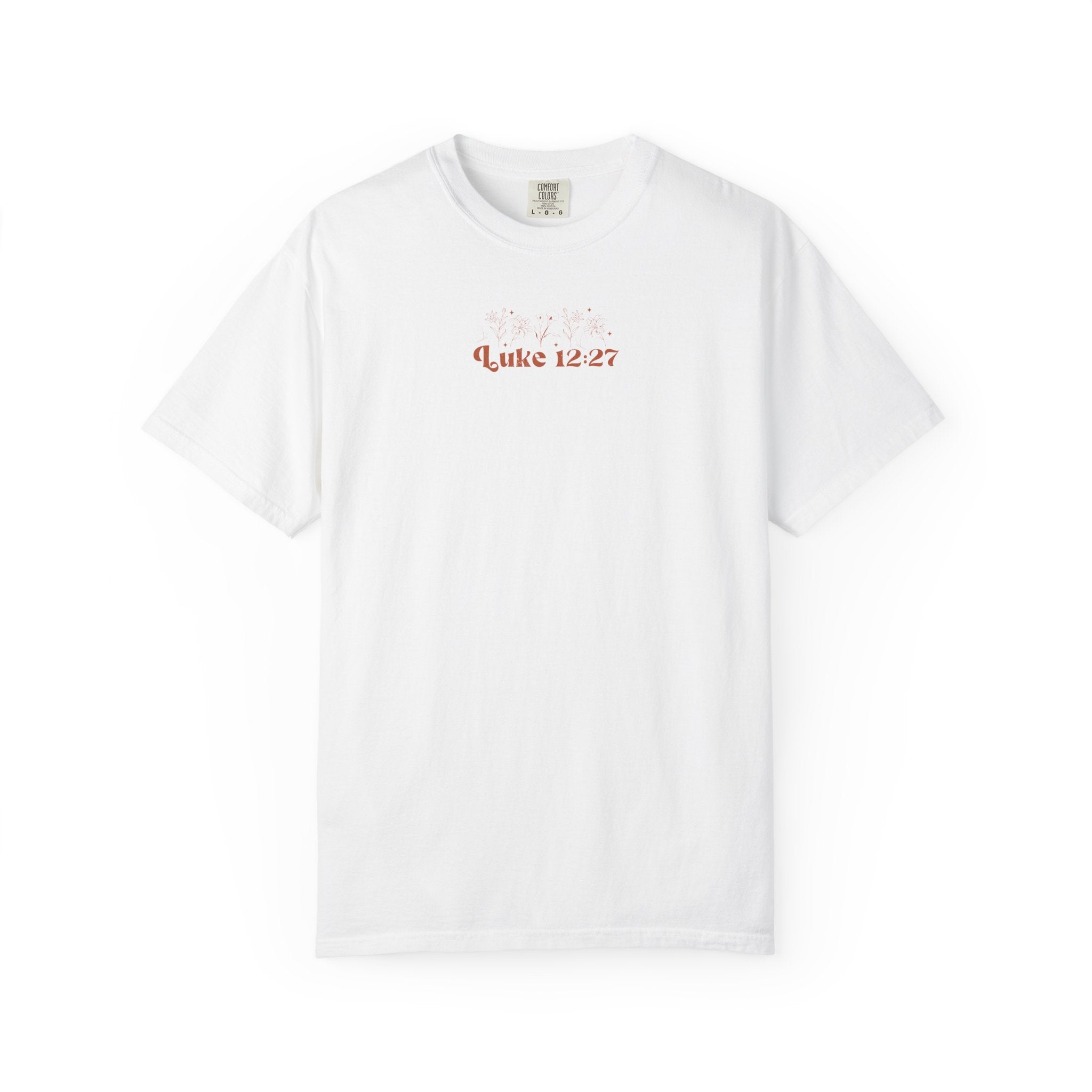 Comfort Colors Oversized T‑Shirt — "Consider the Lilies" Luke Scripture Design