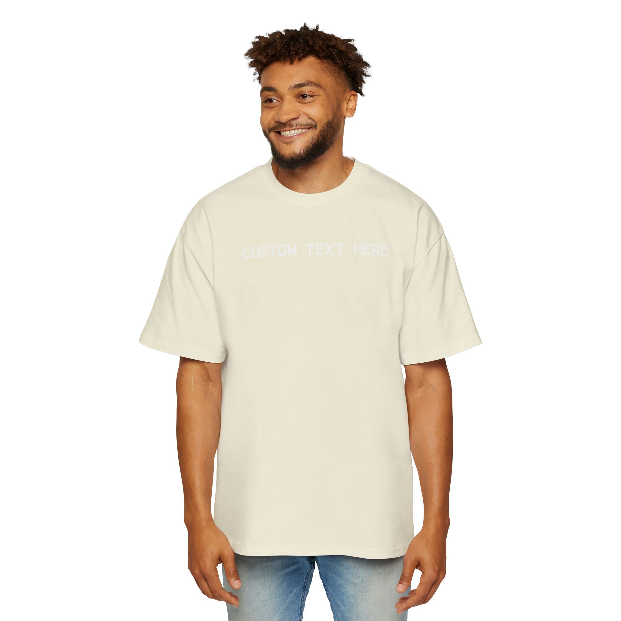 Custom T-Shirt - Custom Text Oversized Tee — Men's Personalized White T-Shirt