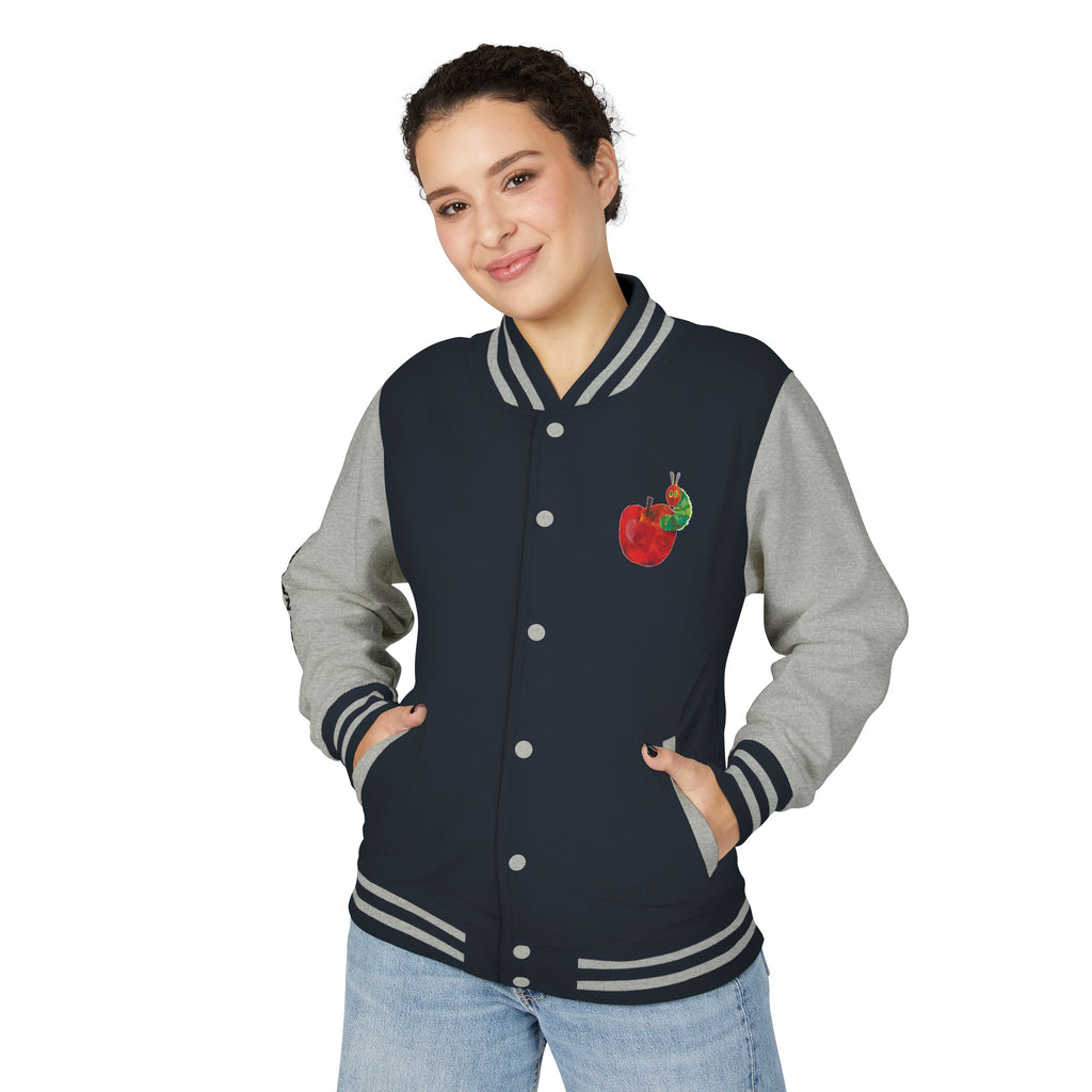 Custom Gift - Letterman Jacket for Teacher — Colorful "Very Hungry Caterpillar" Garden Back Patch