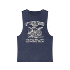 Tank Top — "By Their Fruits You Will Recognize Them" Vintage Stonewash Graphic