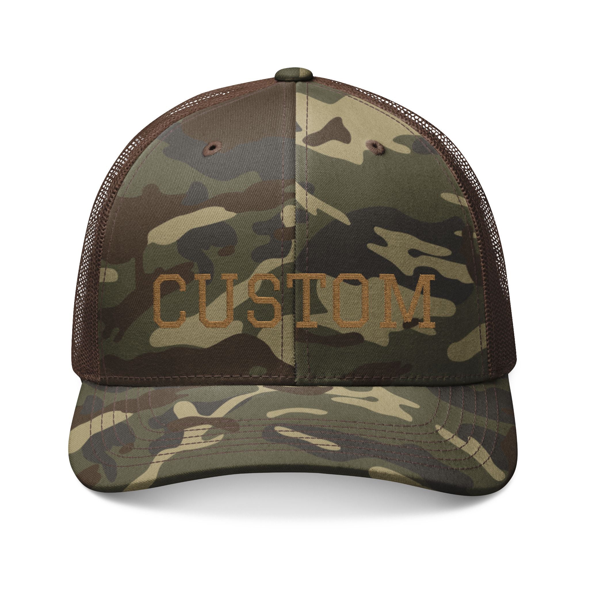 Custom Camo Trucker Hat — Custom Embroidered Military-Style Cap