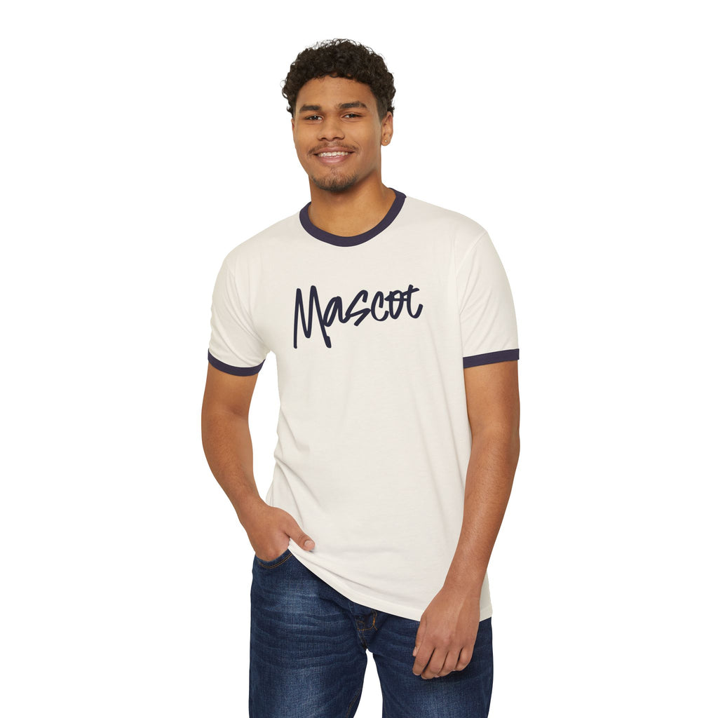 Custom Mascot Ringer T-Shirt — Vintage Script Logo Tee