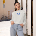 Cropped Pullover — Minimal Gold Moon, Star & Planet Graphic