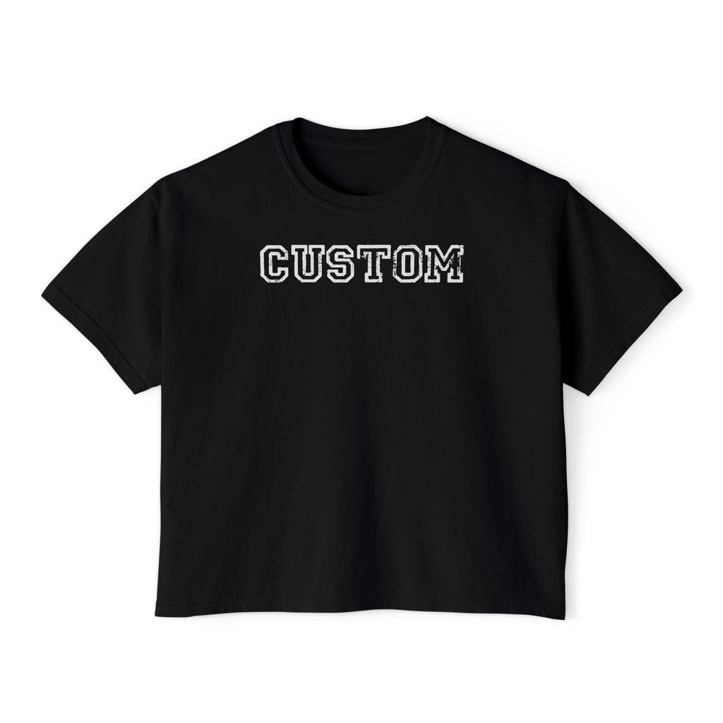 Custom Women's Boxy Tee - Retro Varsity Lettering, Casual Cropped T-Shirt