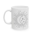 Celestial Sunburst Ceramic Mug — Minimal Astrology Coffee Cup (11oz, 15oz)