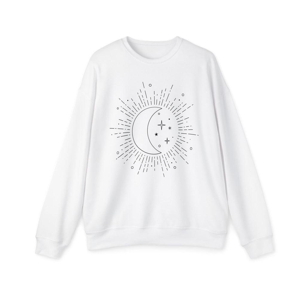 Celestial Moon Sweatshirt — Minimal Moon & Stars Crewneck