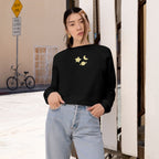 Cropped Pullover — Minimal Gold Moon, Star & Planet Graphic