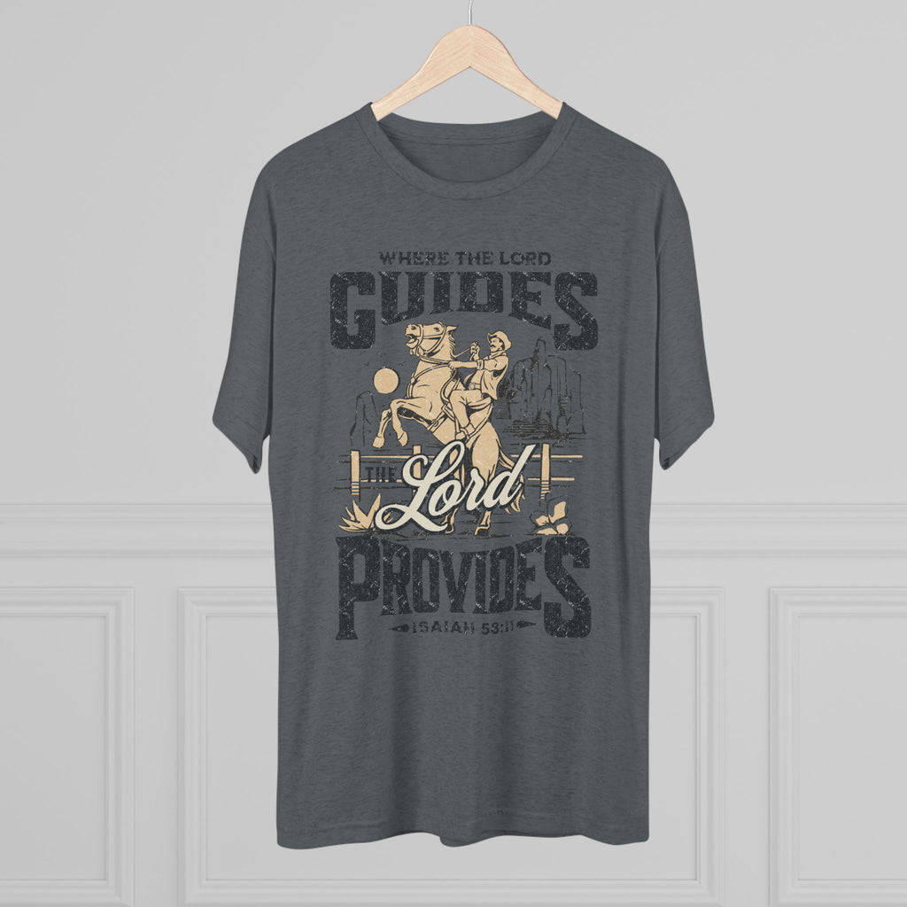 Buttery Soft 'Where the Lord Guides, the Lord Provides' Crew Tee — Western Faith Graphic