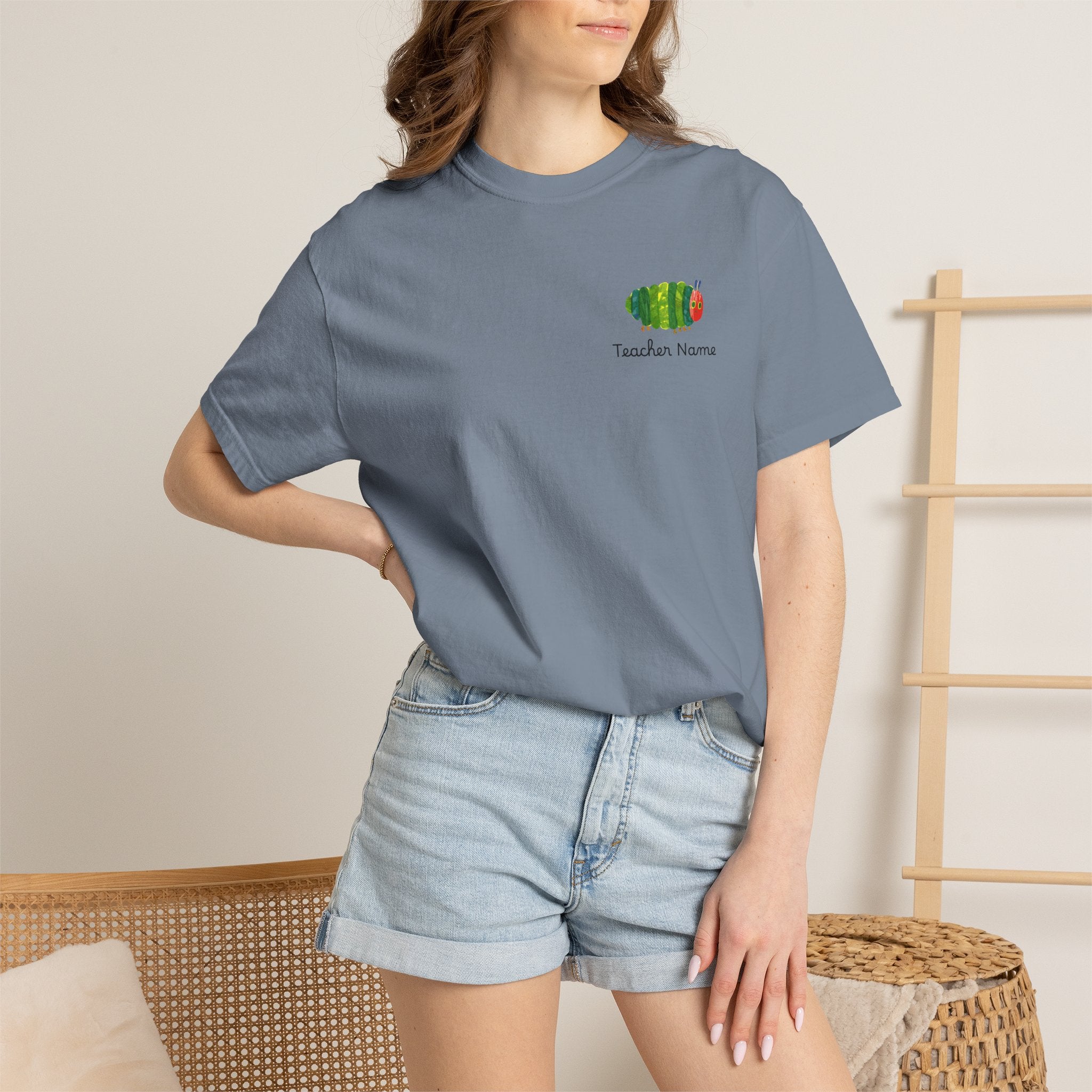 Custom Teacher Gift Caterpillar Garden T-Shirt — Colorful Children’s Storybook Graphic Tee