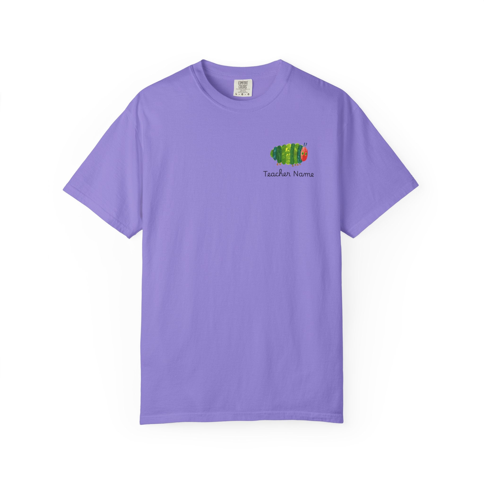 Custom Teacher Gift Caterpillar Garden T-Shirt — Colorful Children’s Storybook Graphic Tee