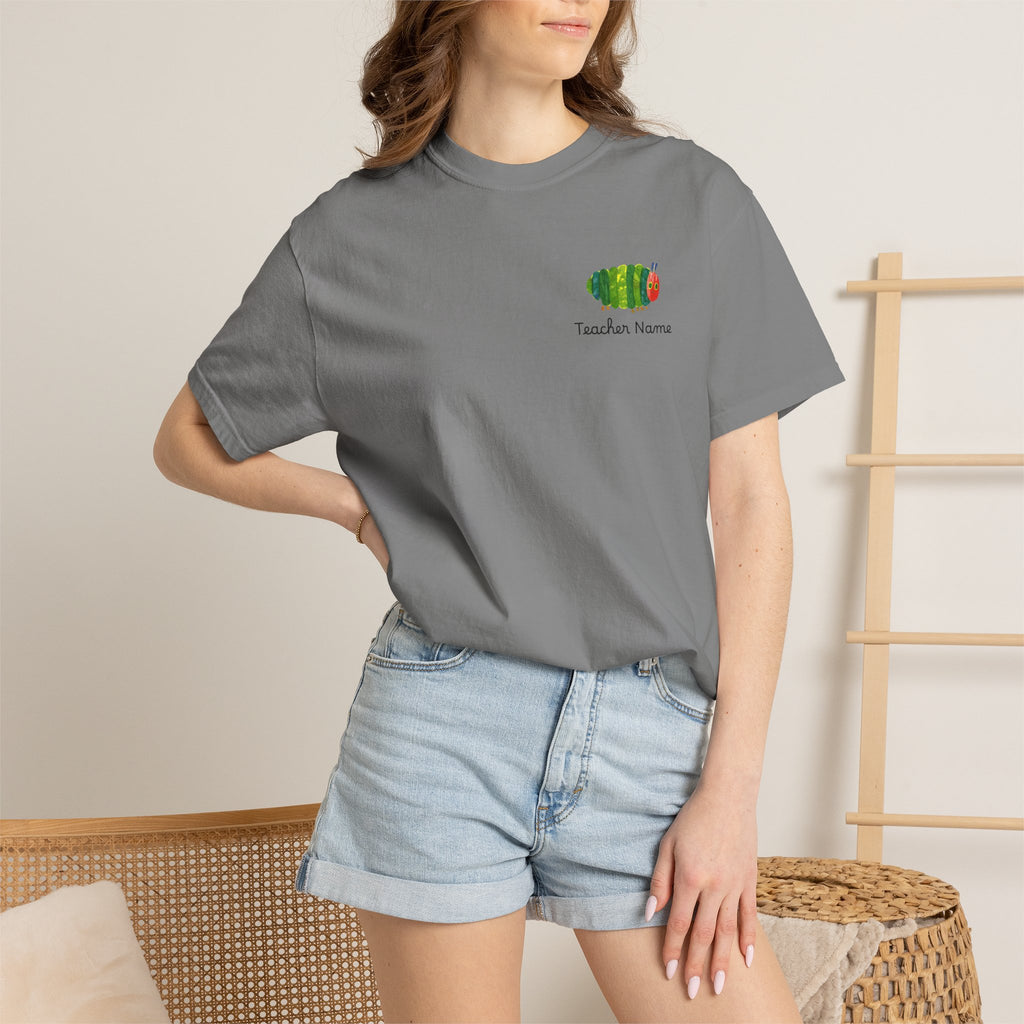Custom Teacher Gift Caterpillar Garden T-Shirt — Colorful Children’s Storybook Graphic Tee