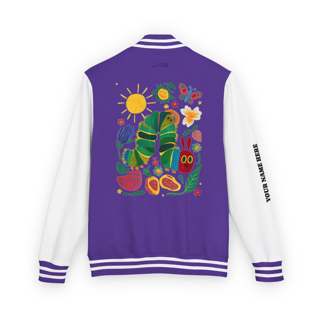Custom Gift - Letterman Jacket for Teacher — Colorful "Very Hungry Caterpillar" Garden Back Patch