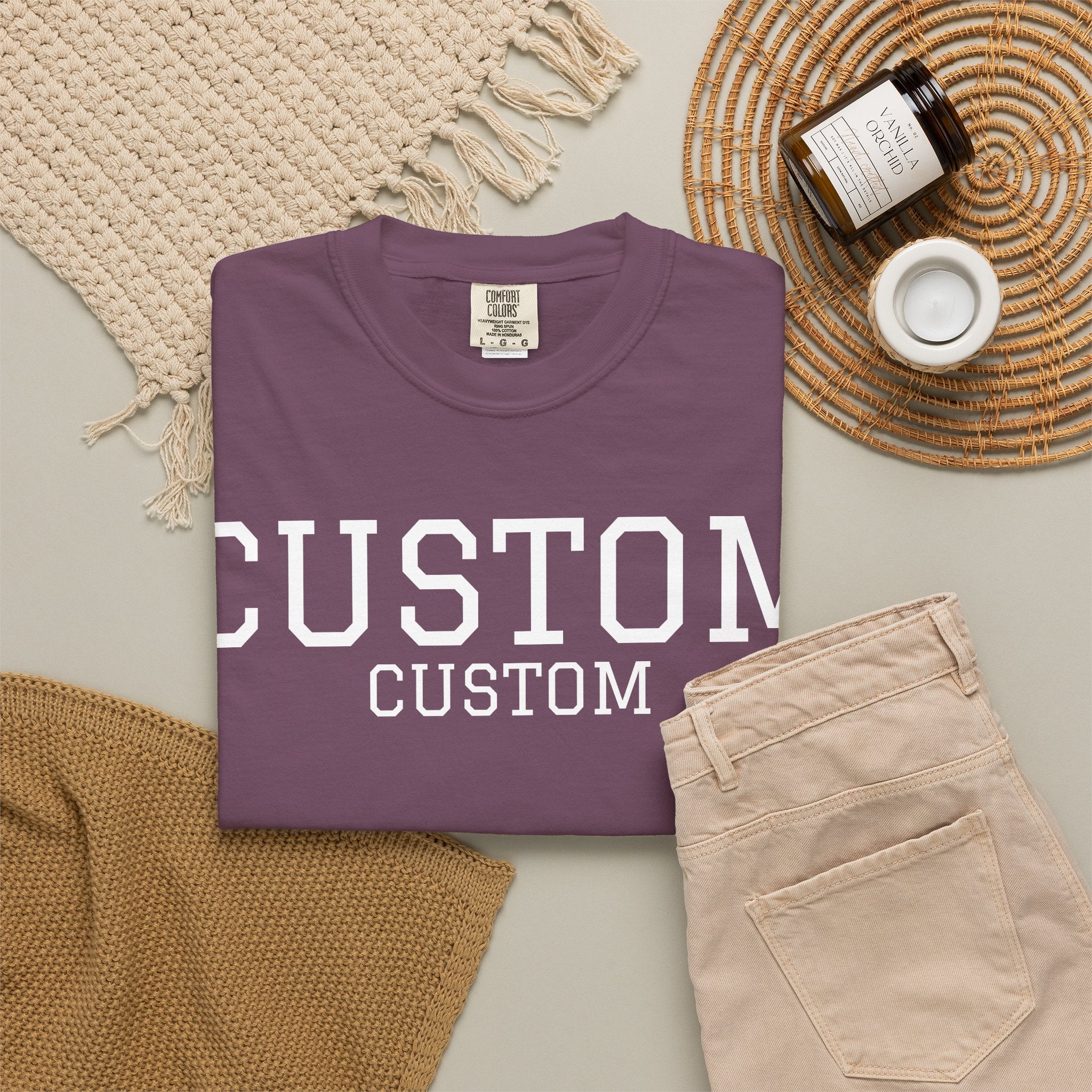 Custom Garment-Dyed T-Shirt — Personalized 'CUSTOM' Vintage Collegiate Tee