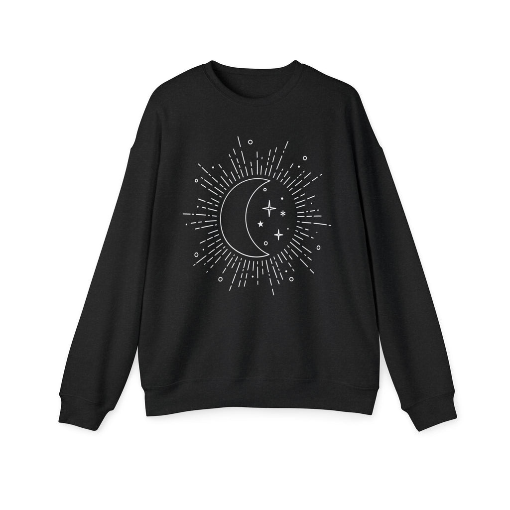 Celestial Moon Sweatshirt — Minimal Moon & Stars Crewneck