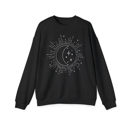 Celestial Moon Sweatshirt — Minimal Moon & Stars Crewneck