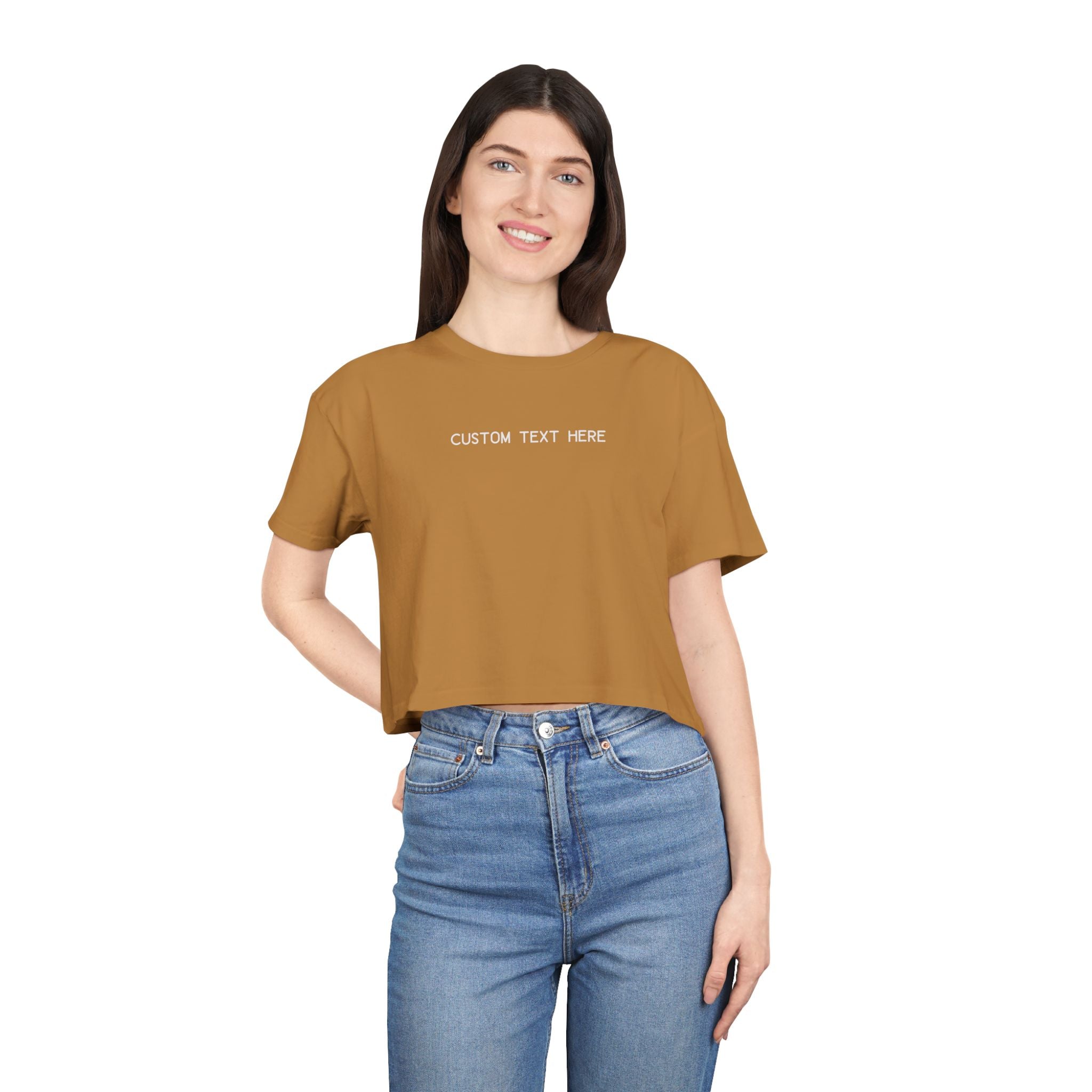 Custom T-Shirt - Custom Crop Top - Customizable Women's Crop Tee — Minimalist 'Custom Text Here' Chest Graphic
