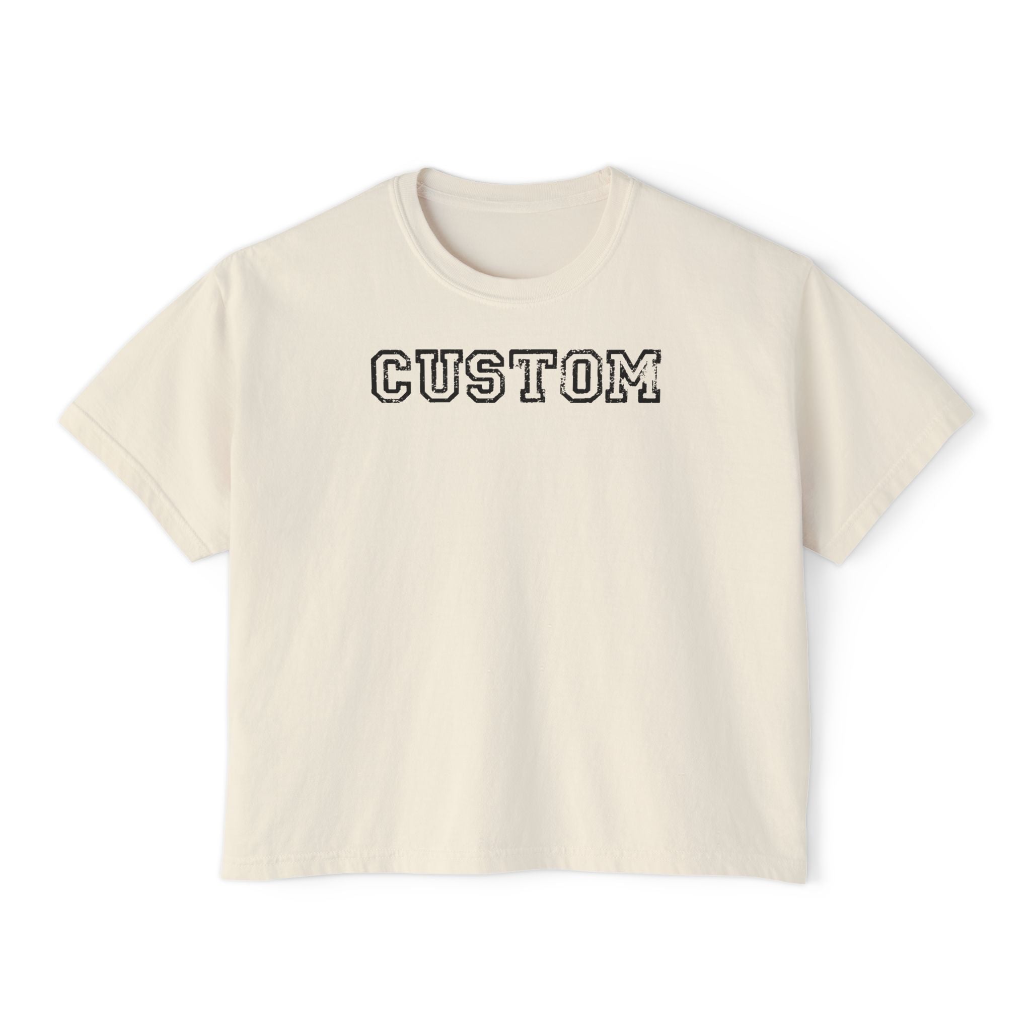 Custom Women's Boxy Tee - Retro Varsity Lettering, Casual Cropped T-Shirt