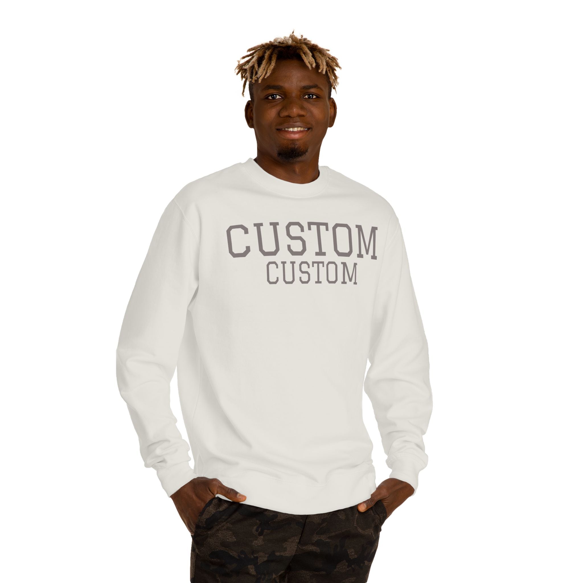 Custom Text Crewneck Sweatshirt — Personalized College-Style Pullover