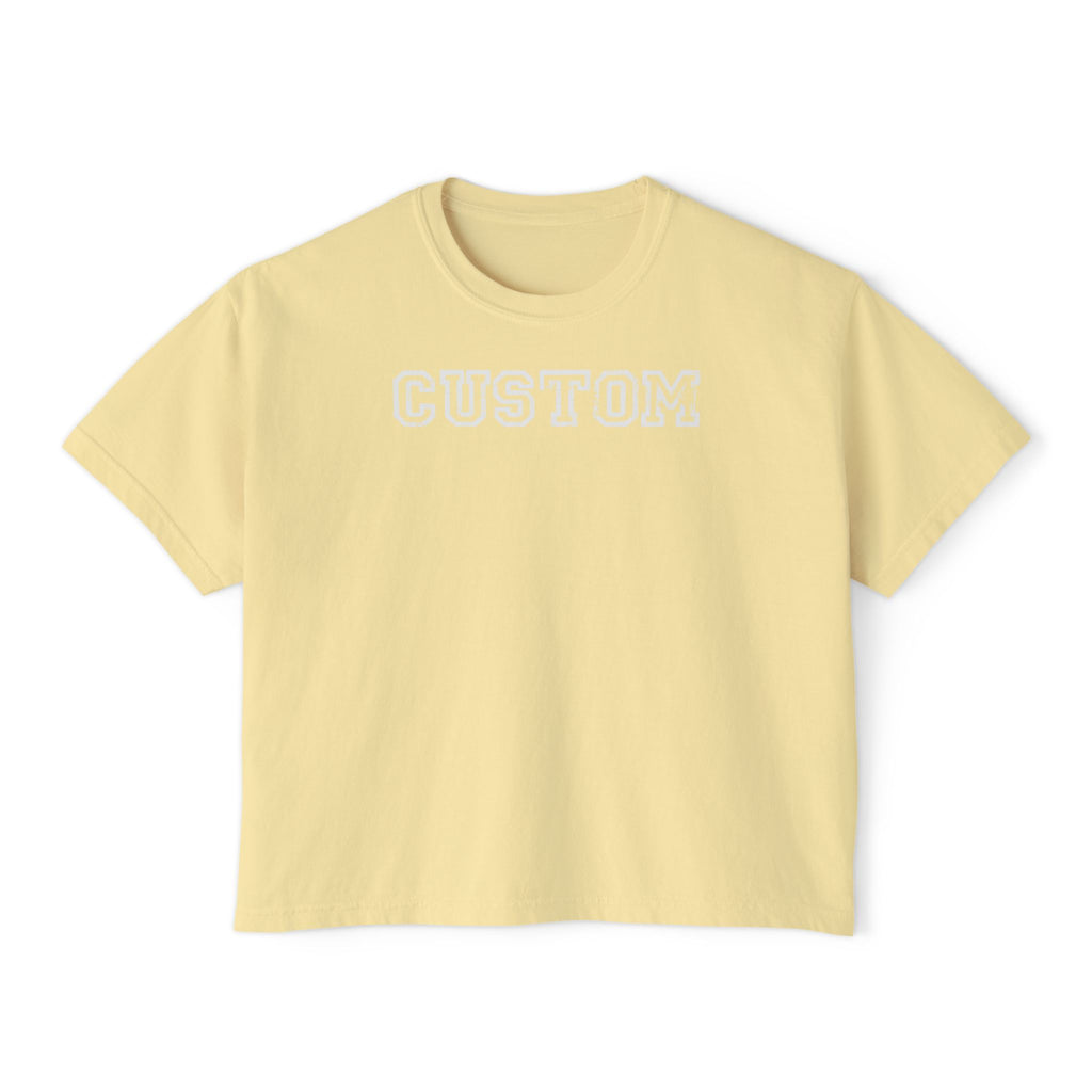 Custom Women's Boxy Tee - Retro Varsity Lettering, Casual Cropped T-Shirt