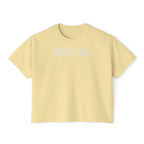 Custom Women's Boxy Tee - Retro Varsity Lettering, Casual Cropped T-Shirt