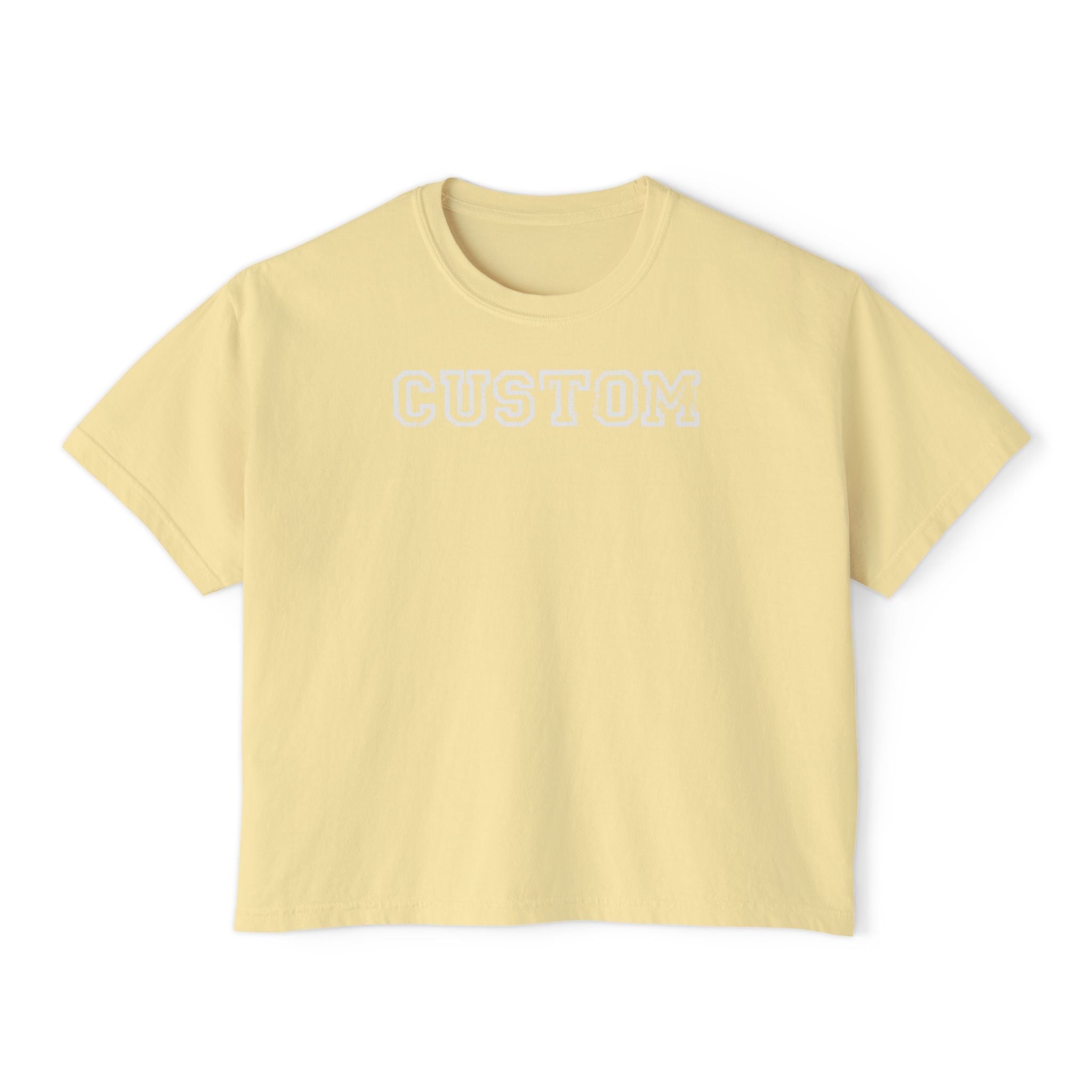 Custom Women's Boxy Tee - Retro Varsity Lettering, Casual Cropped T-Shirt