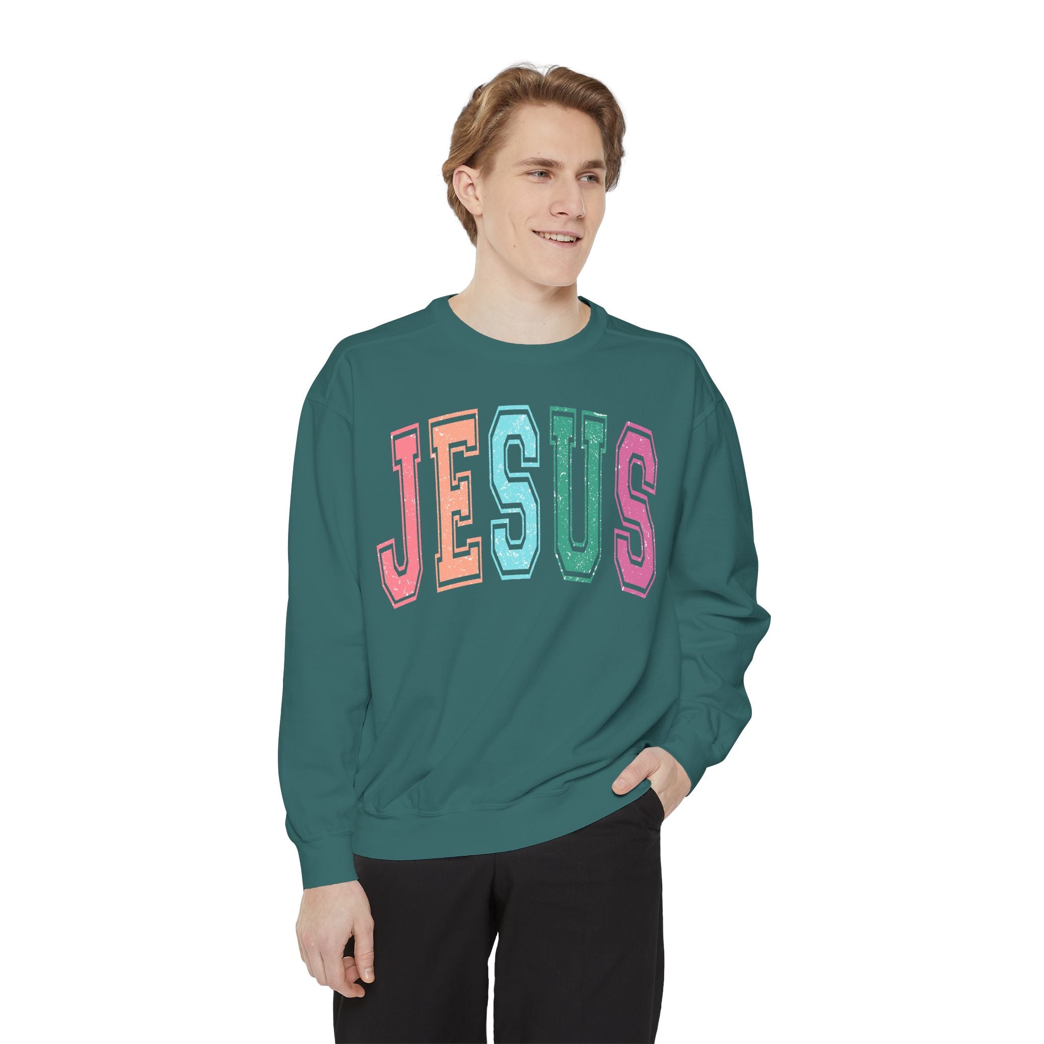 Jesus Rainbow Comfort Colors Crewneck Sweatshirt