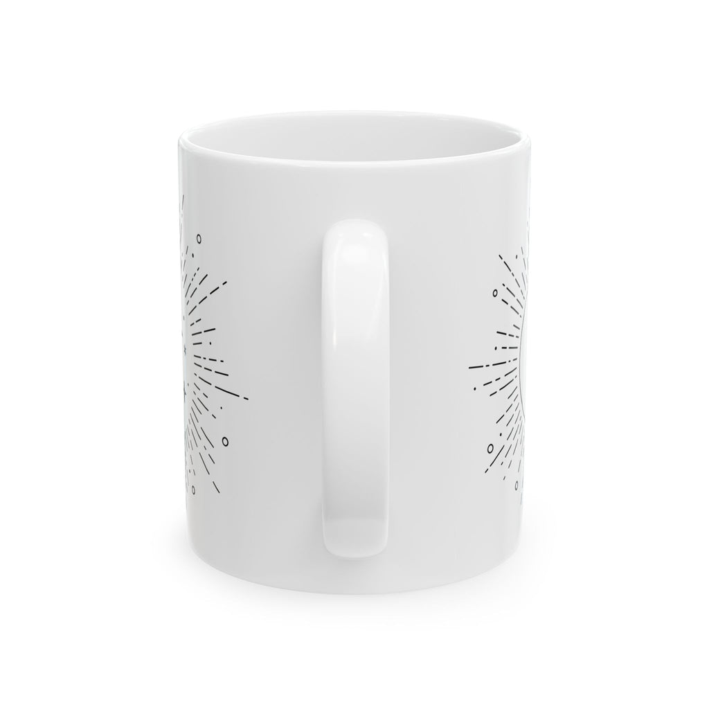 Celestial Sunburst Ceramic Mug — Minimal Astrology Coffee Cup (11oz, 15oz)