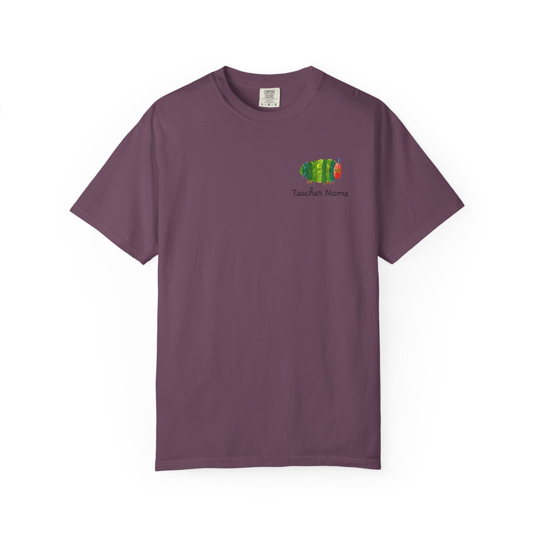 Custom Teacher Gift Caterpillar Garden T-Shirt — Colorful Children’s Storybook Graphic Tee