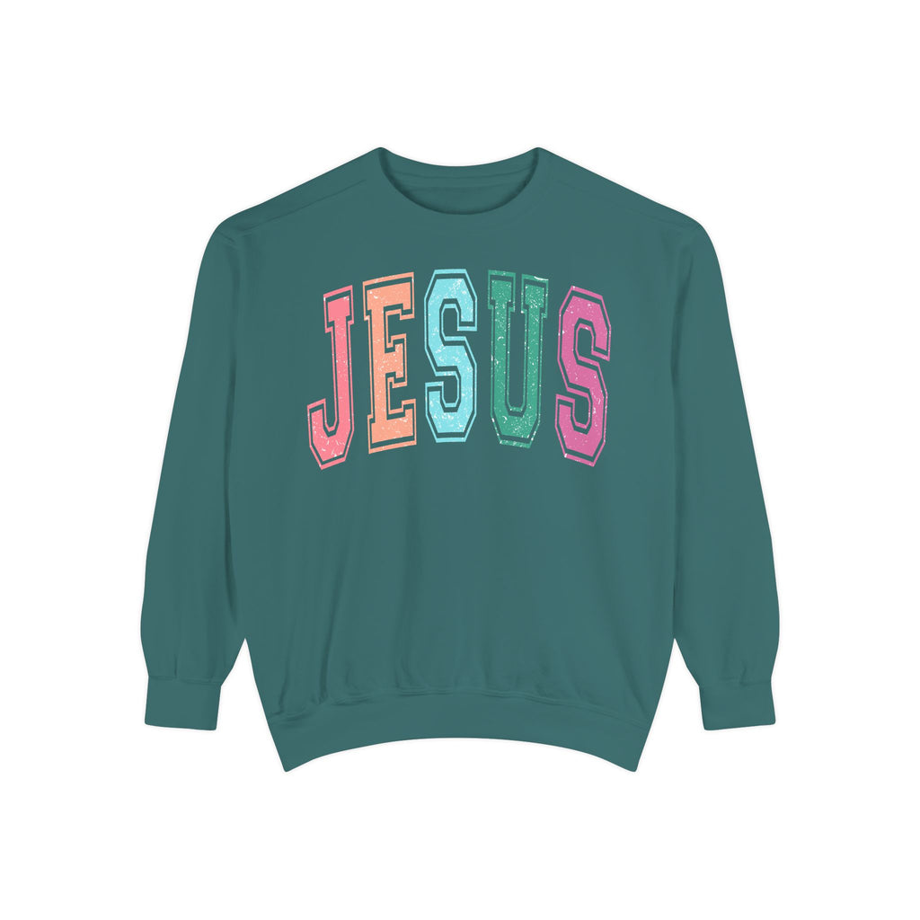 Jesus Rainbow Comfort Colors Crewneck Sweatshirt