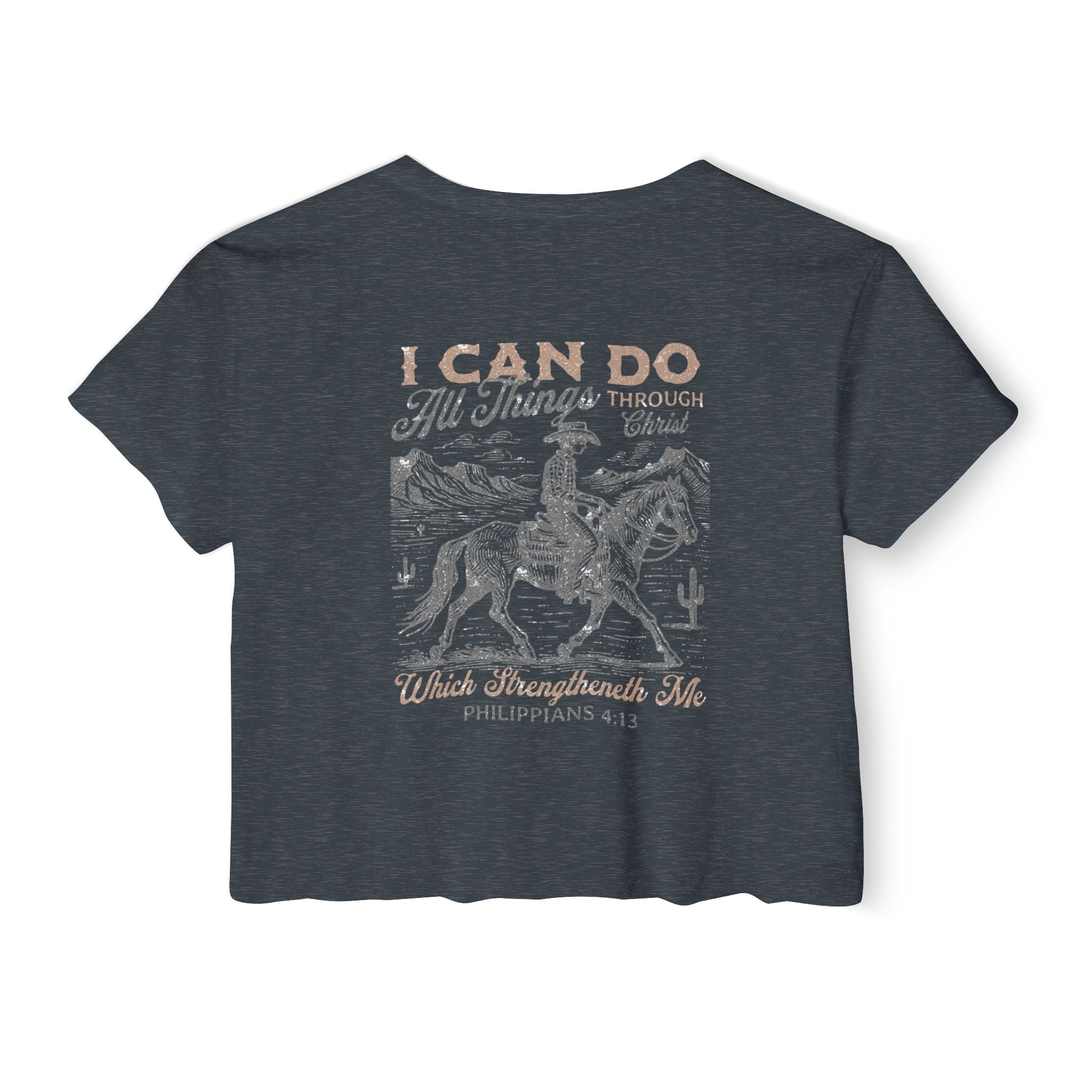 Christian Festival Crop Top — “I Can Do All Things Through Christ Who Strengthens Me" Graphic