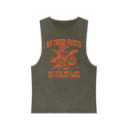 Tank Top — "By Their Fruits You Will Recognize Them" Vintage Stonewash Graphic
