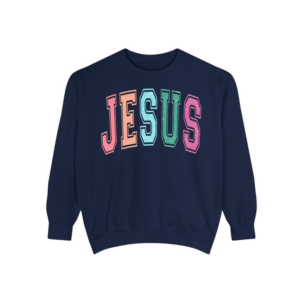 Jesus Rainbow Comfort Colors Crewneck Sweatshirt