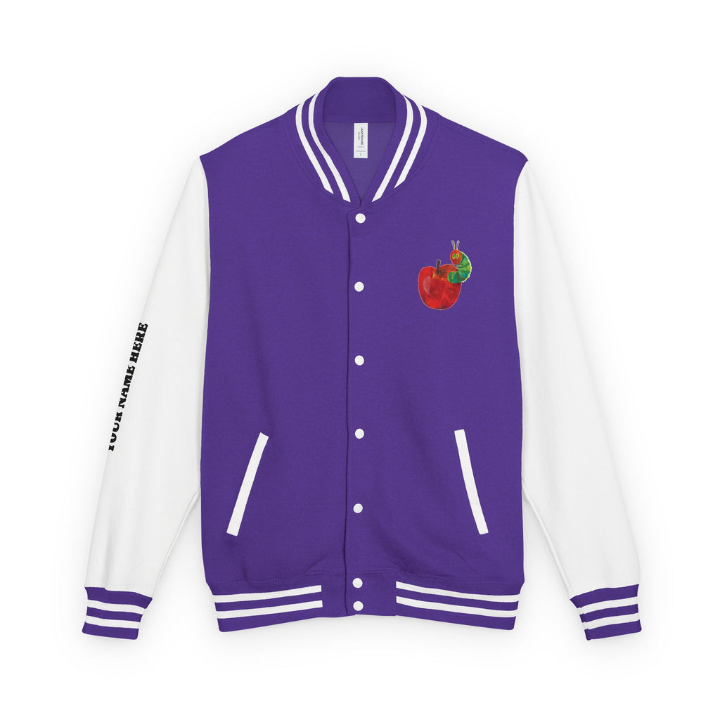 Custom Gift - Letterman Jacket for Teacher — Colorful "Very Hungry Caterpillar" Garden Back Patch