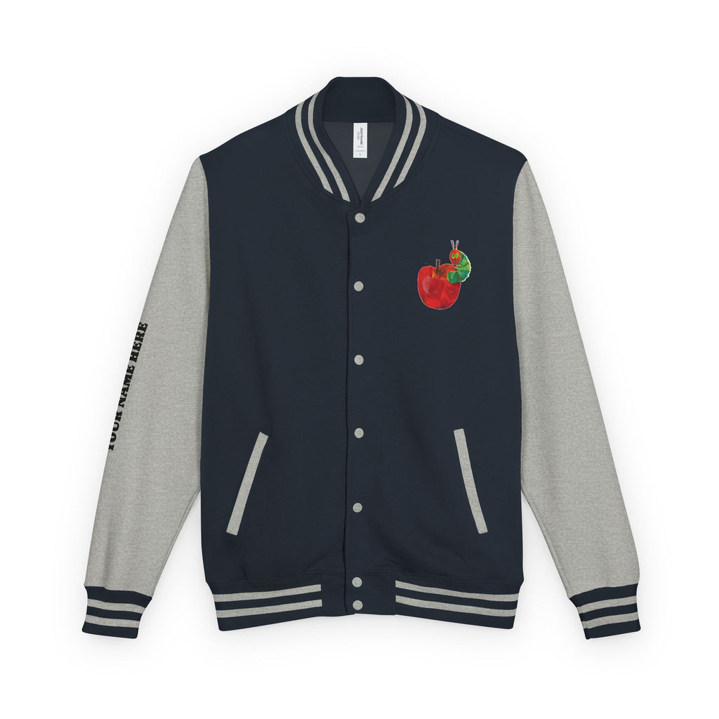 Custom Gift - Letterman Jacket for Teacher — Colorful "Very Hungry Caterpillar" Garden Back Patch