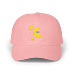 Moon Eye Dad Cap — Embroidered Crescent Moon & Stars Baseball Hat