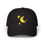 Moon Eye Dad Cap — Embroidered Crescent Moon & Stars Baseball Hat