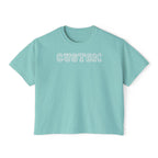 Custom Women's Boxy Tee - Retro Varsity Lettering, Casual Cropped T-Shirt