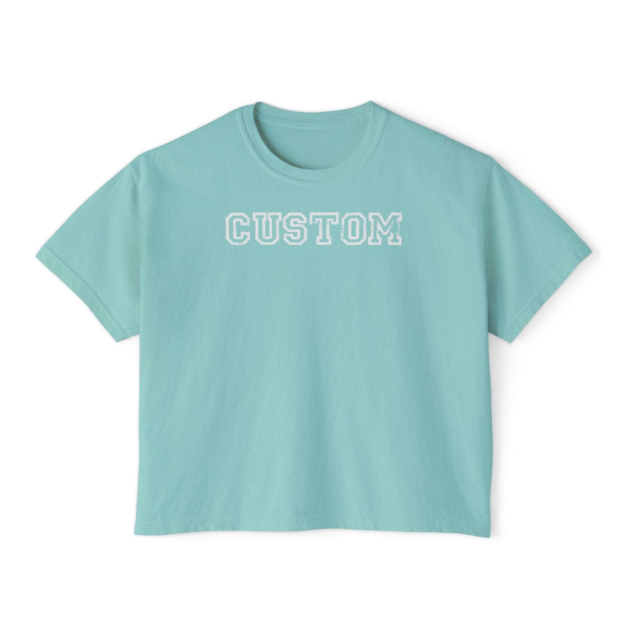 Custom Women's Boxy Tee - Retro Varsity Lettering, Casual Cropped T-Shirt